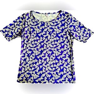 LuLaRoe Purple and White Paper Airplane Gigi Top